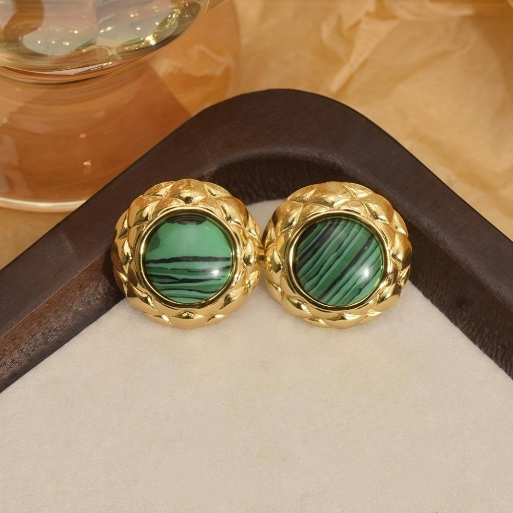 Oblate Shape Flower Earrings Stainless Steel Round Earrings New Opal Earrings Gift Giving