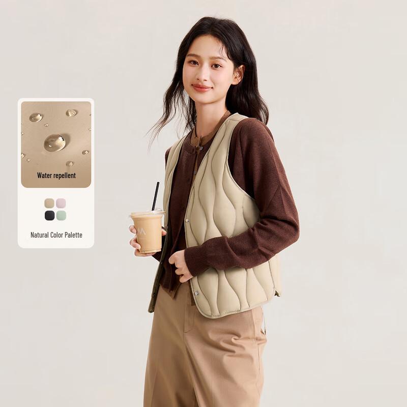 XueZhongFei Женский классический легкий пуховый жилет с V-образным вырезом