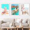 Поза дерева для йоги, скандинавский постер, Мальдивы, шляпа от солнца для серфинга, пляжная девушка, настенная живопись, холст, картина, домашний декор, фотографии для гостиной