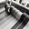 Natural Look Washi Tape Black White Grid Tape, Plaid Pattern Decorative Masking Paper for Arts, DIY Crafts, Journals, Planners, Scrapbooking,