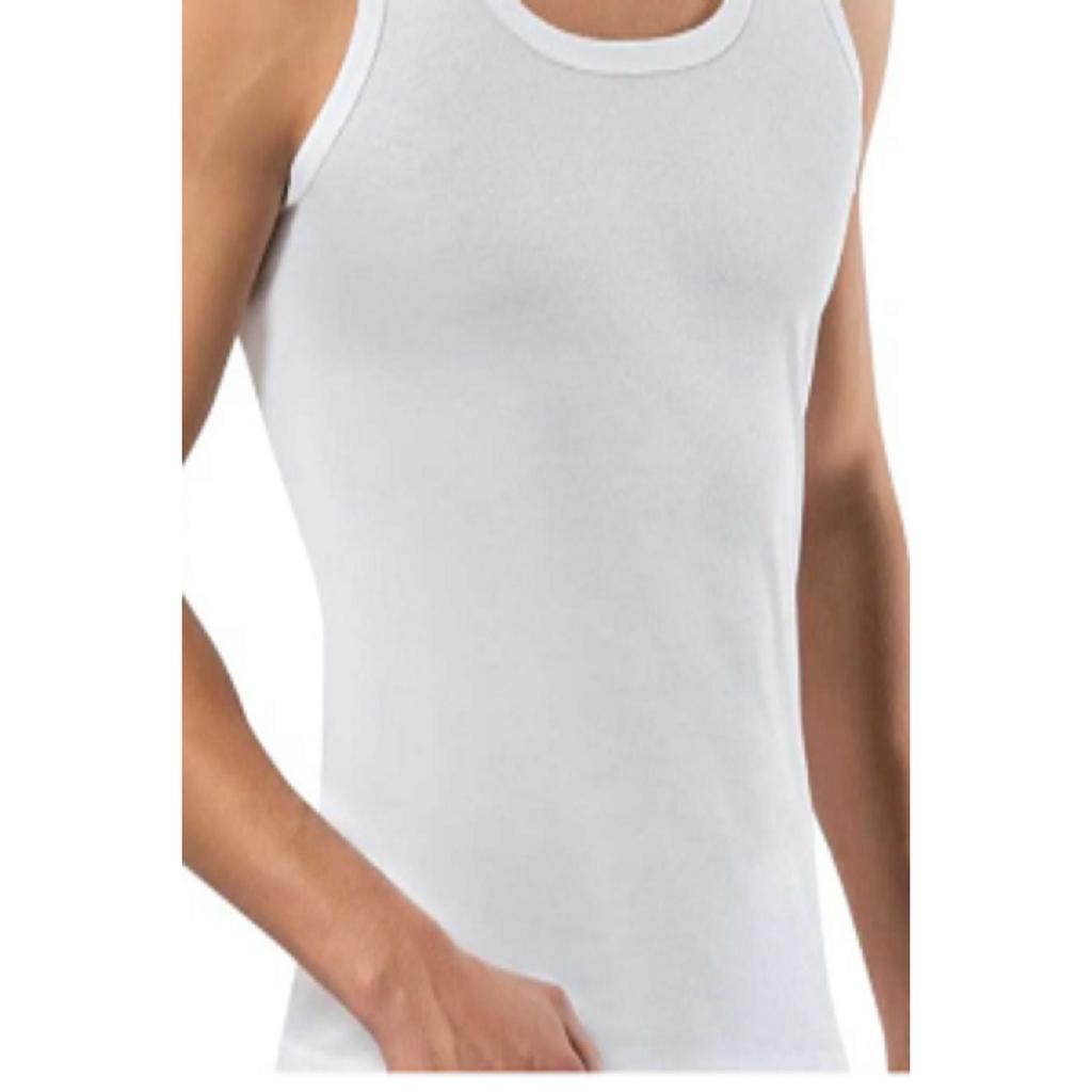 Мужская белая майка в рубчик, 100% хлопок, 3 шт.