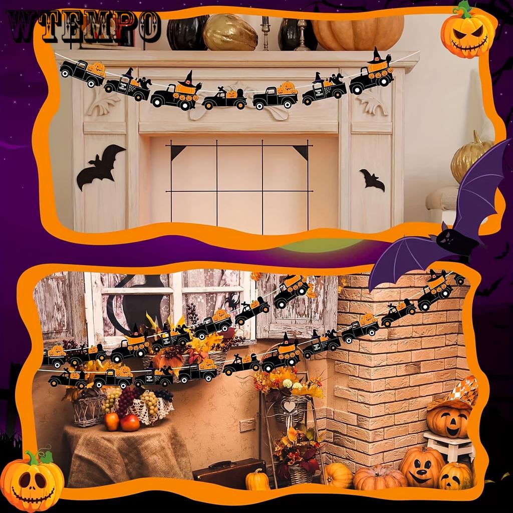 32pcs Halloween Wooden Craft Set - Unpainted Pumpkin & Truck Cutouts for DIY Art, Carved Tags & Hanging Decorations