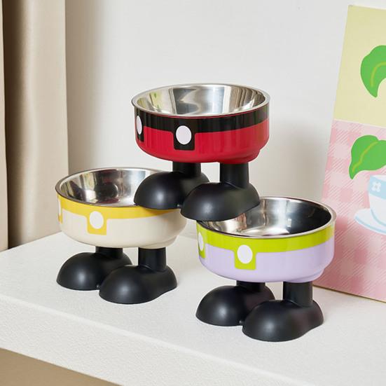 Приподнятые миски для кошек Миска для домашних животных из нержавеющей стали с нескользящим основанием Съемный питомец