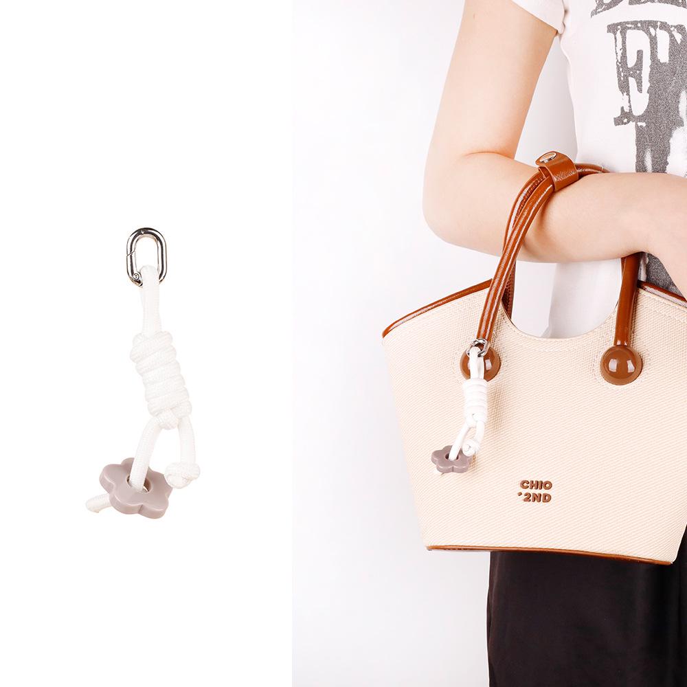 Natural Wood Bead Charm Anklet & Handmade Keychain Pendant