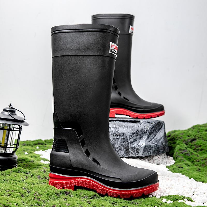 Мужские дождевые ботинки, водонепроницаемая обувь, модные высокие резиновые сапоги на толстой подошве, износостойкая резиновая обувь, кухонная обувь для рыбалки, водные сапоги