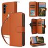 R20 For Samsung Galaxy S23+ Case Zipper Pocket Leather Phone Cover with 9 Card Slots