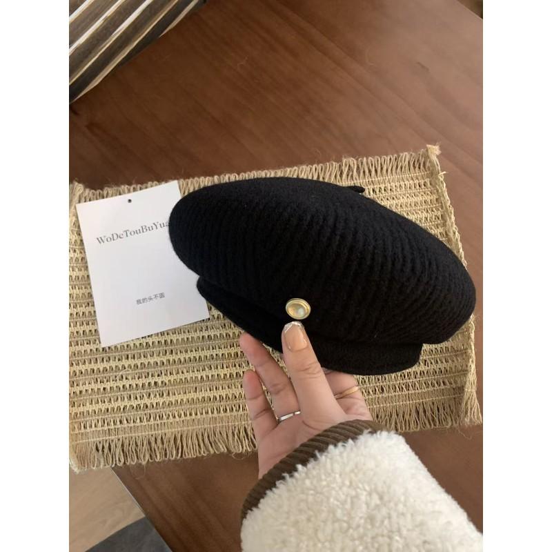 Womens Wool Blend Beret Hat In Red Vintage Style Warm Knit Cap Winter Artist Chic Look