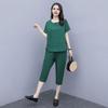 Women's Summer Two-Piece Set Casual Short Sleeves Top Cropped Pants Set