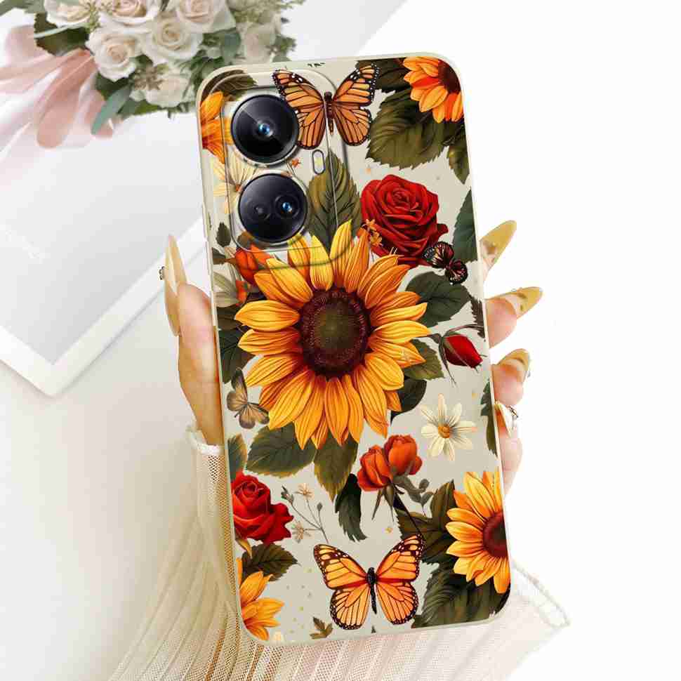 Для Realme 10 Pro Plus 5G RMX3687 RMX3686 Чехол Модный Рисунок Цветок Силиконовый Мягкий Корпус Для Realme10 Pro+ ProPlus Задняя Крышка