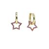 Promotion Trendy Cz Heart Star Hexagon Triangle Colorful Zircon Pendant Women Jewelry Small Hoop Earring