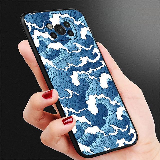 Японский волнистый художественный чехол для Samsung Galaxy M30s M33 M12 M51 M32 5g M31 M13 M52 M22 M23 M23 M01 M53 M31s M11, черный чехол-бампер