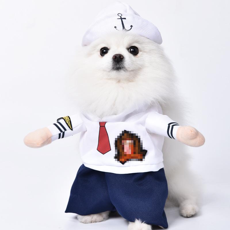 Pet dog transformation costume, Halloween teddy VIP funny red scarf upright costume, college girl standing costume