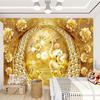 3D Wall Murals Wallpaper Swan Lake Golden Jewelry Diamond Flower Luxury Living Room Sofa TV Background Home Decor Photo Wall Fresco
