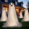 Halloween Ghost Decoration Outdoor DIY Large Lighted Cloth Ghosts with String Lights Spooky Standing White Ghost for Garden Patio Front Porch