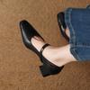 Fashion 2025 New Spring Women Pumps Genuine Leather Shoes for Women Square Toe Mary Janes Women Shoes Retro Med Heel Ladies Shoes