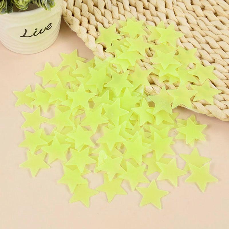 100 шт. светящиеся 3D звезды светящиеся в темноте наклейки на стену для детей детские комнаты спальня потолок домашний декор флуоресцентные наклейки со звездами
