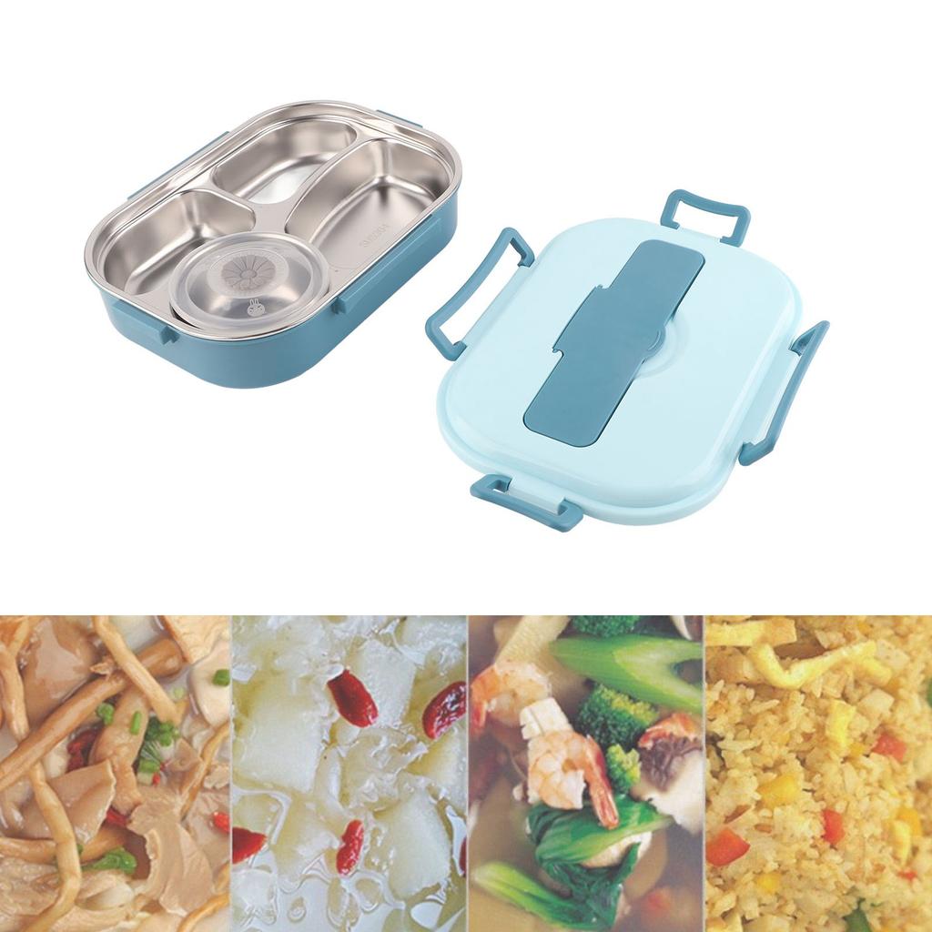 Dinnerware Stainless Steel Lunch Box 4‑Grid Portable Bento Box Food Storage Container for Student Adult Food Storage Container