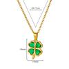 Four Leaf Clover Stainless Steel Necklaces For Women Green Zircon Gold Quality Jewelry Pendant Necklace Gift