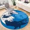 1PC Ocean Waves Office Round Area Rug, Indoor Mat Suitable For Office, Under Office Chairs Bedroom Living Room Home Decor, Room Decos036