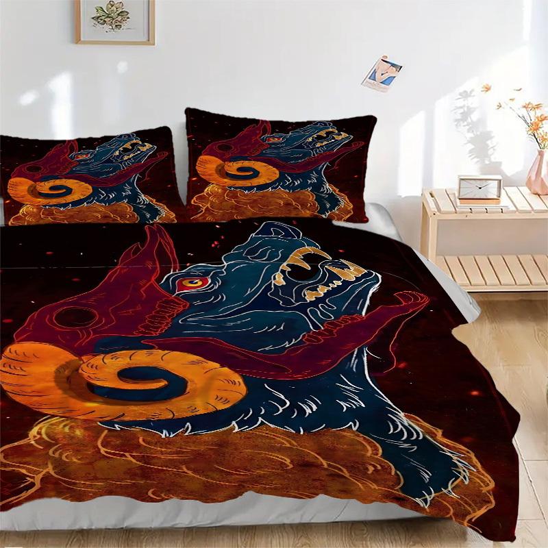 3pcs bedding set Dragon Ram Includes 1 Comforter + 2 Pillowcases, Without Pillow Inserts, Soft Comfortable, Lightweight Breathable052