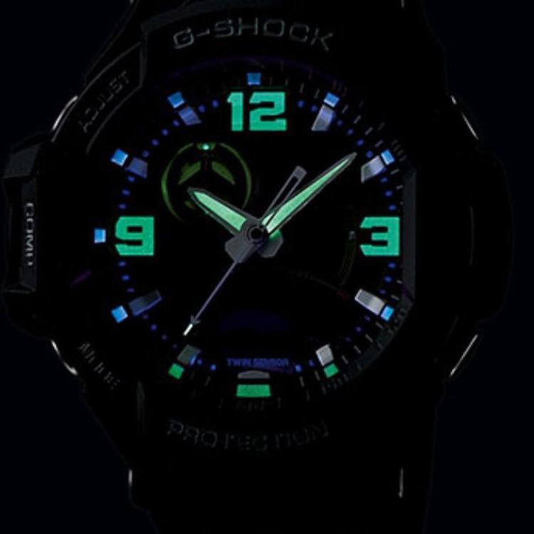 Casio Gravitymaster Военный Стиль Полет Классический Указатель Двойной Дисплей Спортивные Водонепроницаемые Кварцевый Механизм Резиновый Ремешок Мужские Часы Черные GA-1000-1A