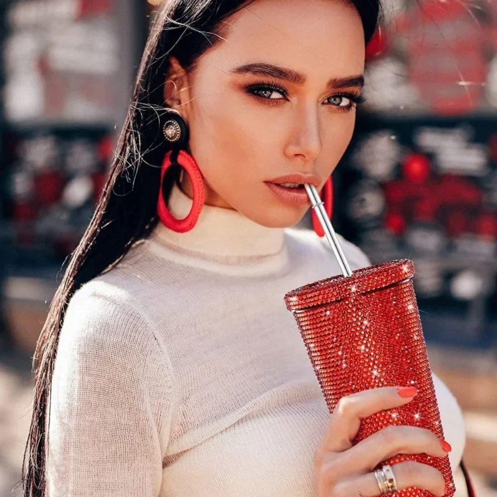 Insulated Glitter Coffee Cup Double Layer Stainless Steel Water Bottle Girl