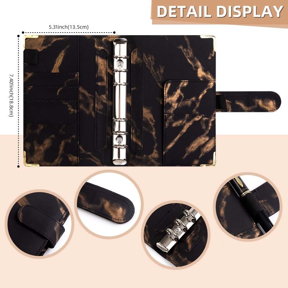 Faux Leather Savings Challenges Book Marbling/Leopard Print Mini Budget Binder Save Money