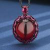 Jewelry Simulation Red Corundum Blue Spinel Luxury Inlaid Luxury Egg-Shaped Pendant Necklace 18 * 20