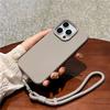 For iPhone 16 Pro Case Soft Microfiber Lining Liquid Silicone+PC Phone Cover with Wrist Strap