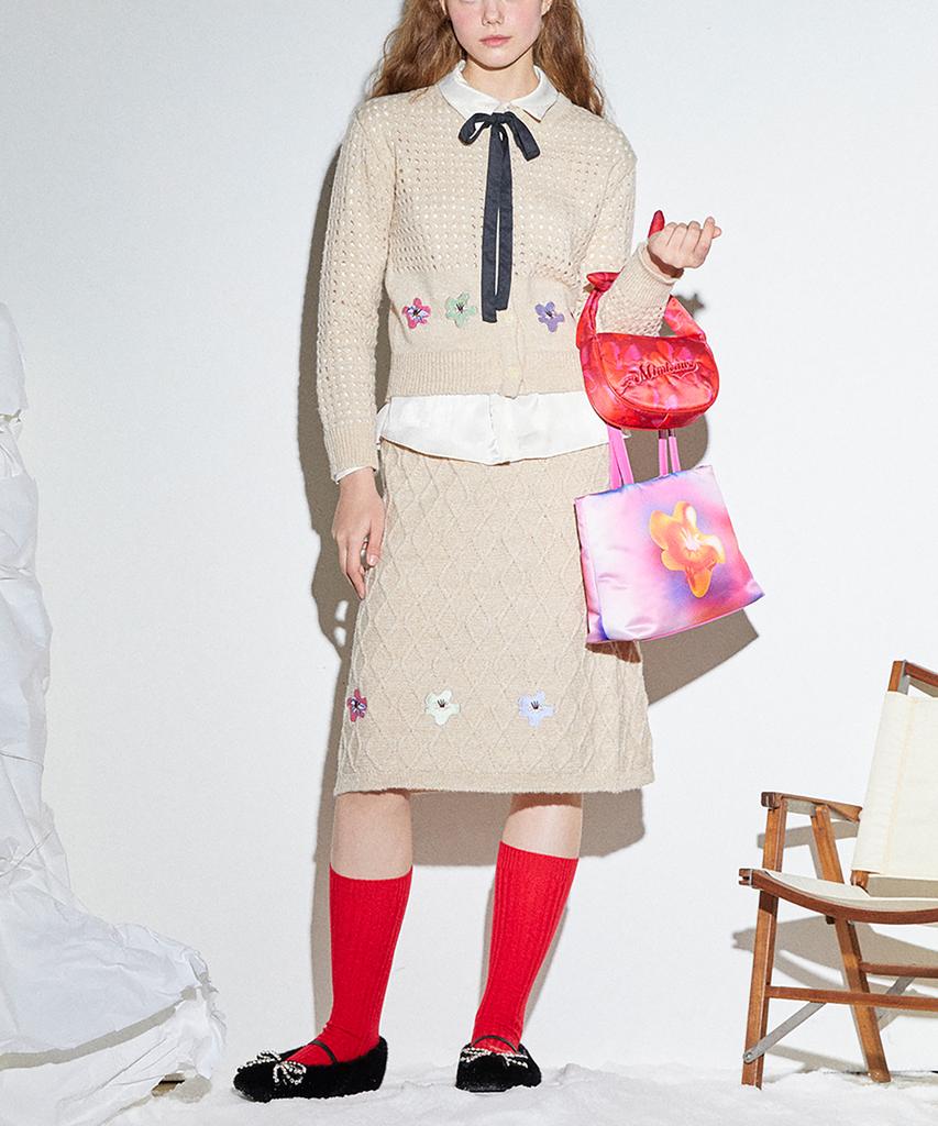 Mimi Kawi Poppy Embroidery Skirt/Cream
