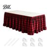 Hidden Storage Desk Cover Ruffled Plaid Table Skirt, Durable Polyester with Hook And Skirt for Classroom Loop Fasteners, Decorative Party Wedding