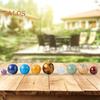 Faux Crystal 9 Planets Ball Solar Sun System Rock with Wooden Box Realistic Looking Quartz Stones Beads Desktop