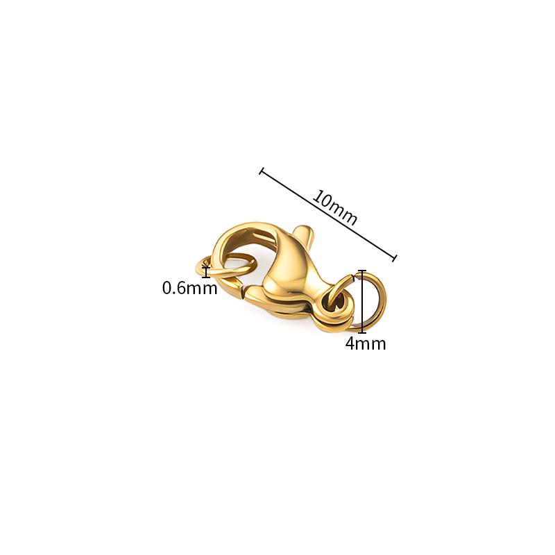 High Quality PVD Plated 18K Gold Stainless Steel Lobster Clasp with Open Ring Waterproof Connector Findings for Jewelry Making