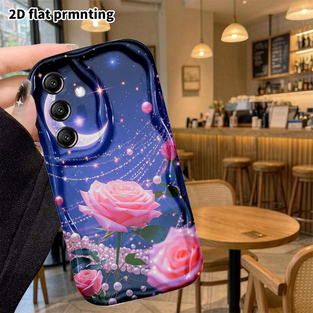 Phone Case: 2D Flat Samsung Galaxy A34 A35 M05 M06 S20 S22 S21 FE Plus 5G Protective Case, Pearl Pink Rose, Christmas and Halloween Gift