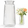 Ribbed Design Clear Flower Vase Nordic Style Flower Arrangement Cylinder Vases  Home Decoration