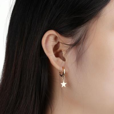 Модные украшения Золотой Серебряный Цвет Маленькие Звездочки Шармы Пирсинг Уха Серьги-кольца Huggie Серьги-каффы