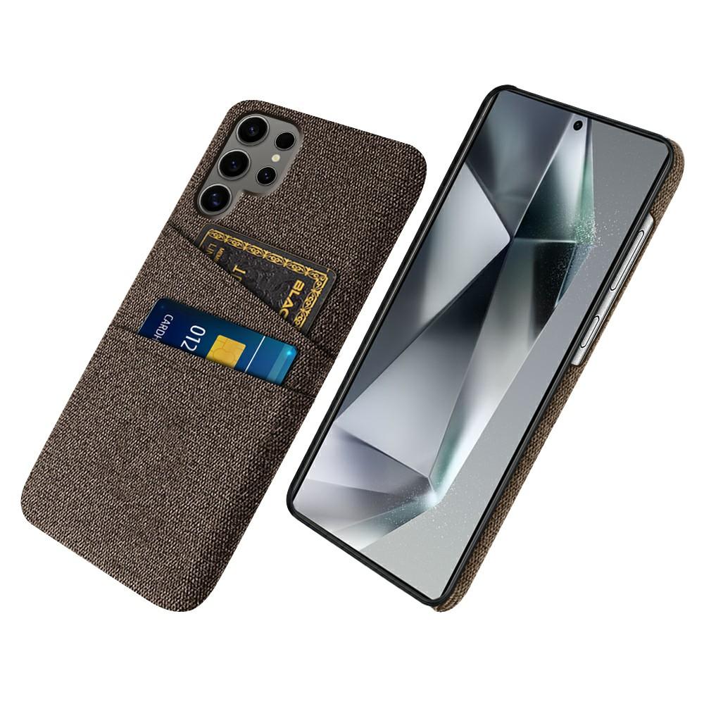 Чехол для Samsung Galaxy S25 Ultra Ткань+Твердый ПК Чехол для телефона с двойными слотами для карт