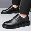 Fashion Hollow Lace-Up Platform Men's Leather Shoes Fashion 2025 in Promotion Retro Social Common Elegant Trend Pu New Male Casual Shoe