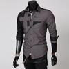 Мужские рубашки Slim Fit Цветные контрастные повседневные рубашки Рубашки с длинными рукавами для мужчин