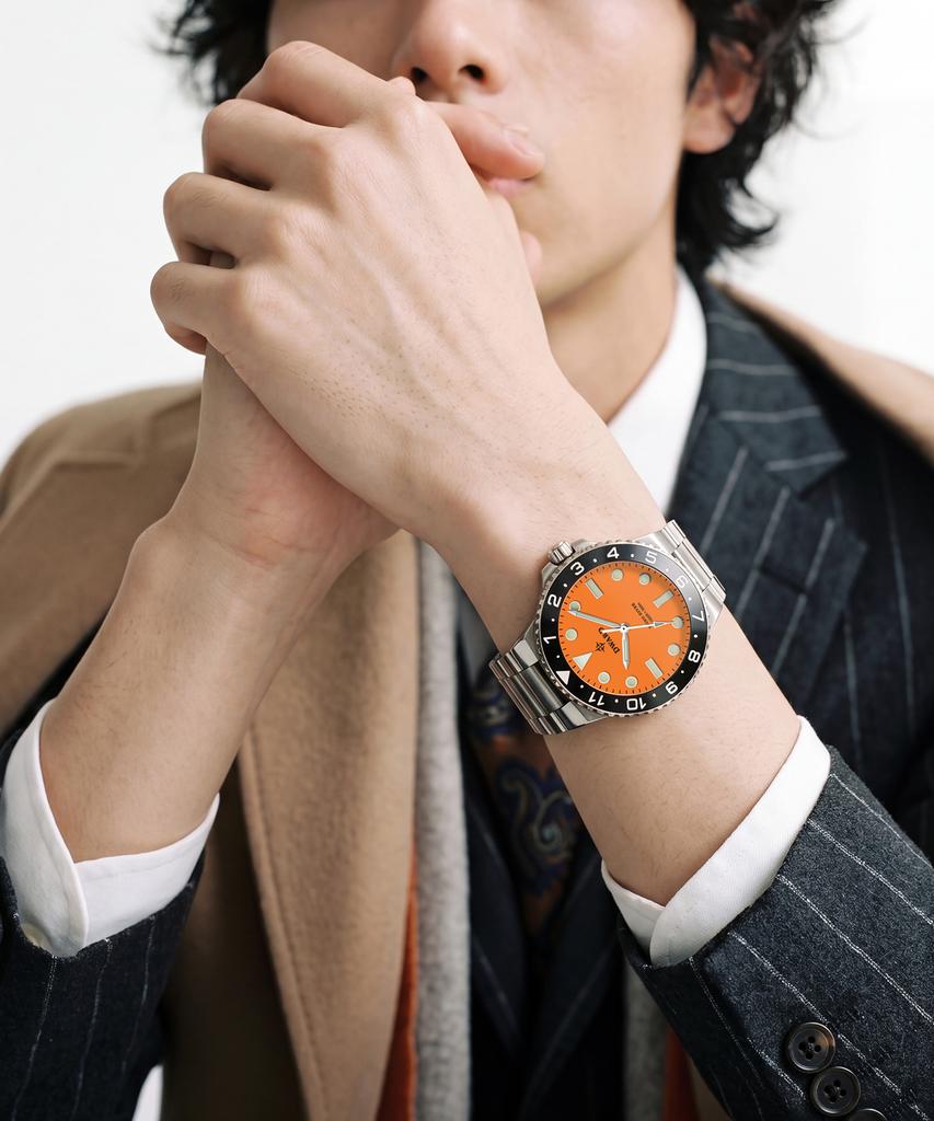 Diwodeu Dw-208-Or Spino Diver 300 Sunset Orange Men'S Metal Wristwatch