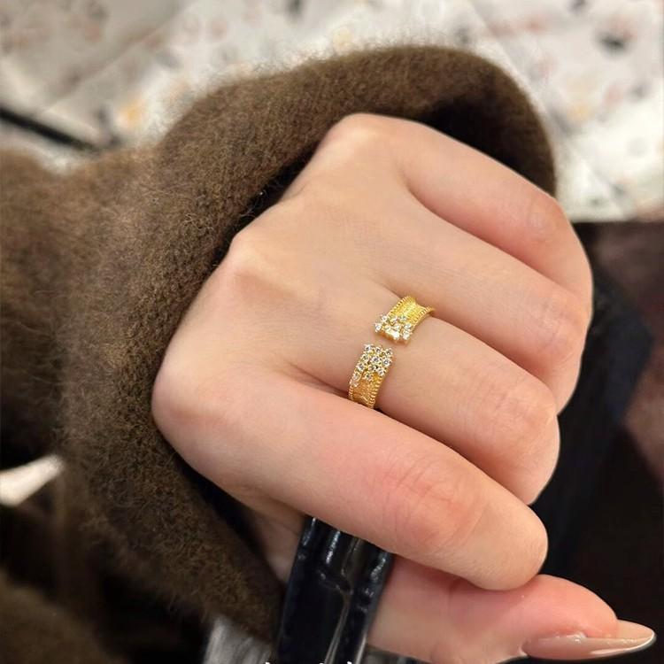 ANENJERY Геометрическая звезда циркон открытое кольцо для женщин модное легкое роскошное универсальное нишевое кольцо на палец ювелирный подарок