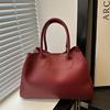Red Color Large Size Women Handbags Retro Pure Color Shoulder Shopper Tote Bag Luxury Designer Handbags
