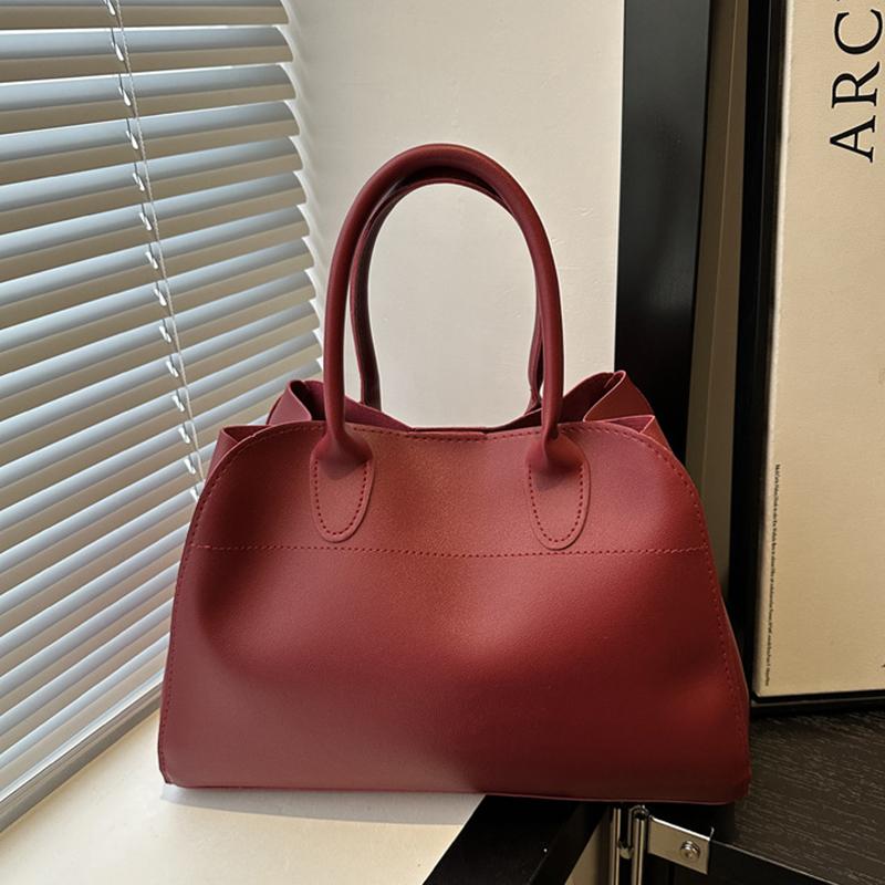 Red Color Large Size Women Handbags Retro Pure Color Shoulder Shopper Tote Bag Luxury Designer Handbags KTY