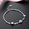 Lindon Women Zircon 925 Sterling Silver Jewelry Geometric Bead Chain Link Bracelet Fashion Fine Wedding Gift for Girlfriend