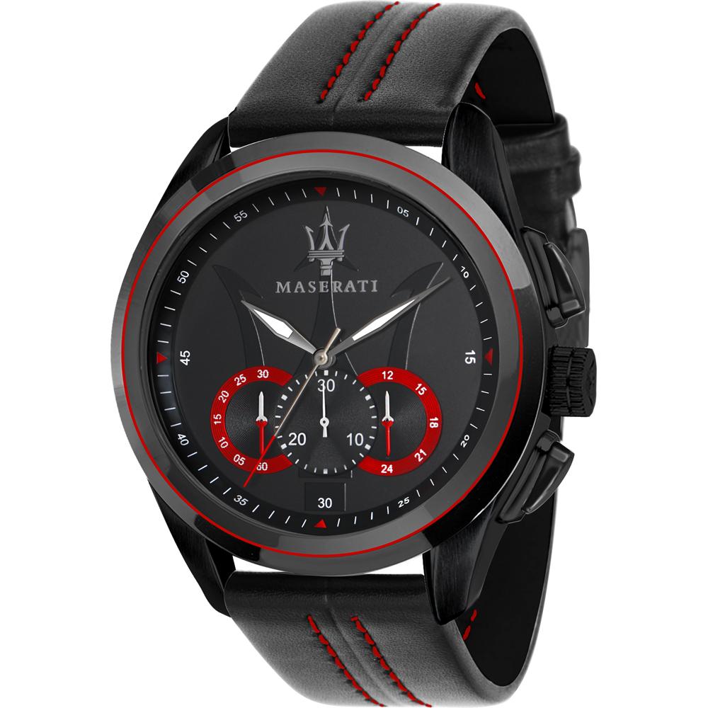 Maserati Мужские кварцевые часы Traguardo из черной кожи R8871612023