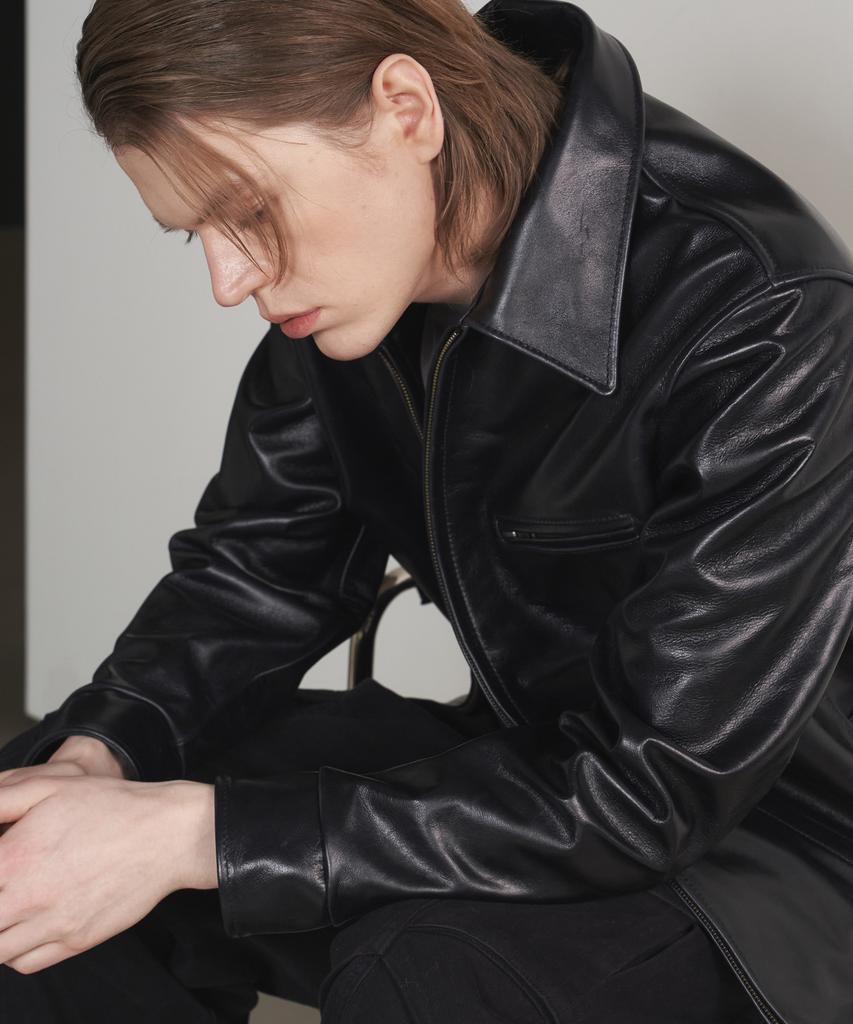 Sperone [Real Leather] Classic Cow Leather Single Jacket (Black)