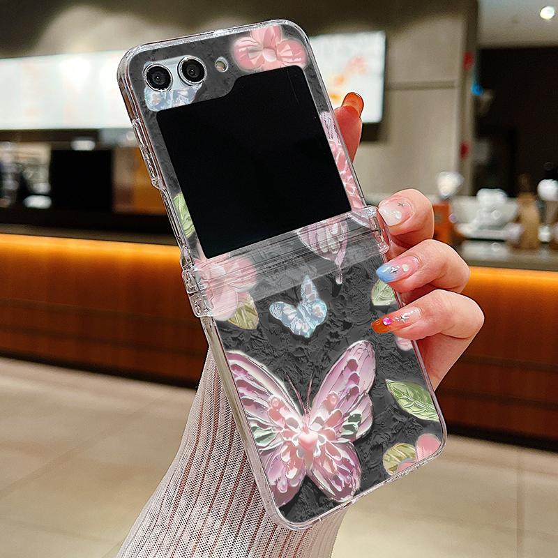 Для Samsung Galaxy Z Flip6 Flip5 Flip4 Flip3 ударопрочный красочный масляный рисунок бабочки узор 3 шт складной жесткий чехол для ПК