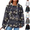 Женские повседневные толстовки с капюшоном и шнурком с длинным рукавом и принтом, пуловер с карманами