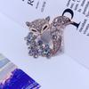 1PC Shiny Crystal Rhinestone Fox Brooch with Floral Accents for Women