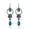 Свадебные Серьги-подвески с крючком Подарок Натуральный камень Кулон Бирюза Драгоценный камень Ретро Тайское серебро